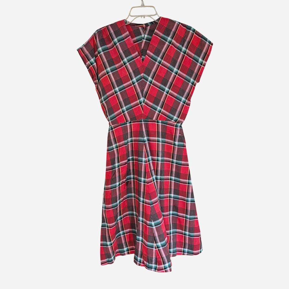 50s cottagecore twee red plaid handmade dress